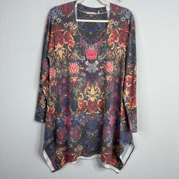 Soft Surroundings Tops - Soft Surroundings Shirt Womens Large Floral Long Sleeve Asymmetrical Boho‎ Tunic